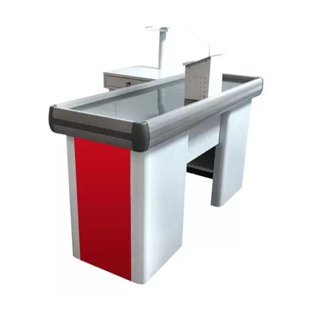 Kit Caixa Supermercado Empacotador Vermelho 1,50m Check-Out + Balança Bivolt 30kg Urano