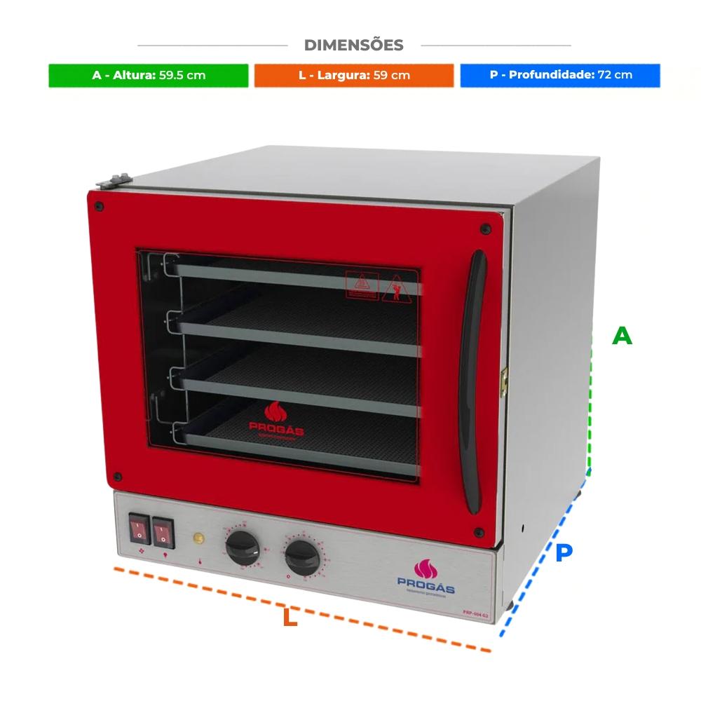 Kit Forno Turbo Elétrico Profissional Analogico PRP-004 G2 127V Vermelho + 8 Grades - Progás