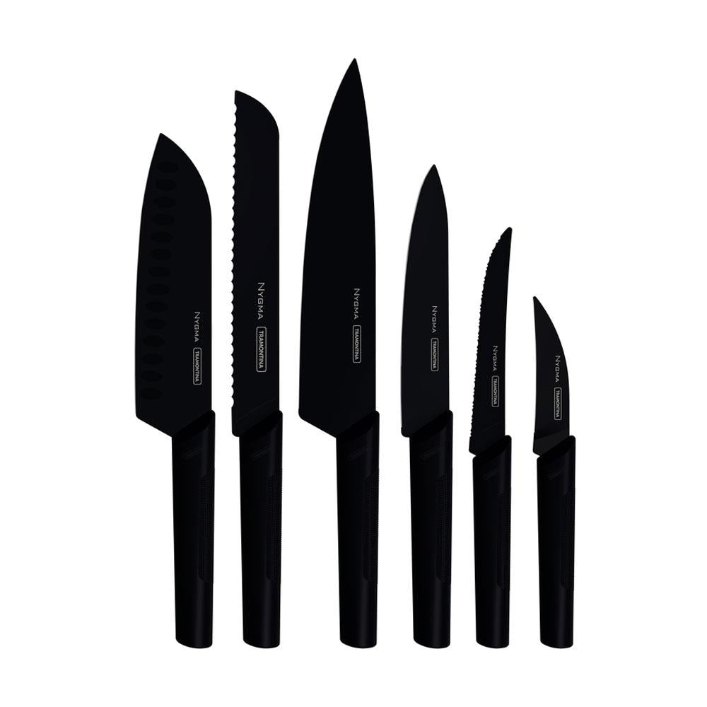 Kit - Faqueiro Premium 3 Pecas + 1 Jogo de Facas Nygma Texturizadas 6 Pecas - Tramontina