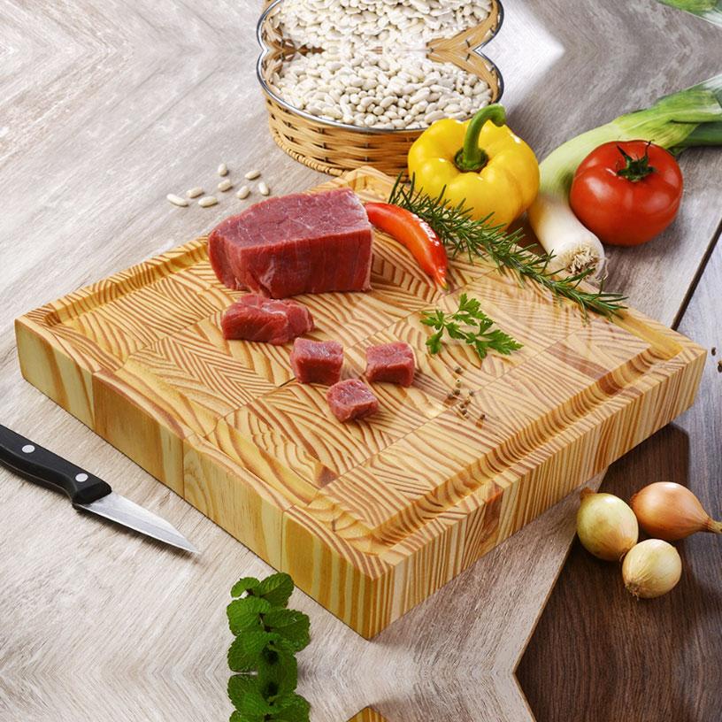 Tábua para Carne e Legumes Churrasco Quadrada 30x30x4,5 em Madeira TBQ30 - Salvador