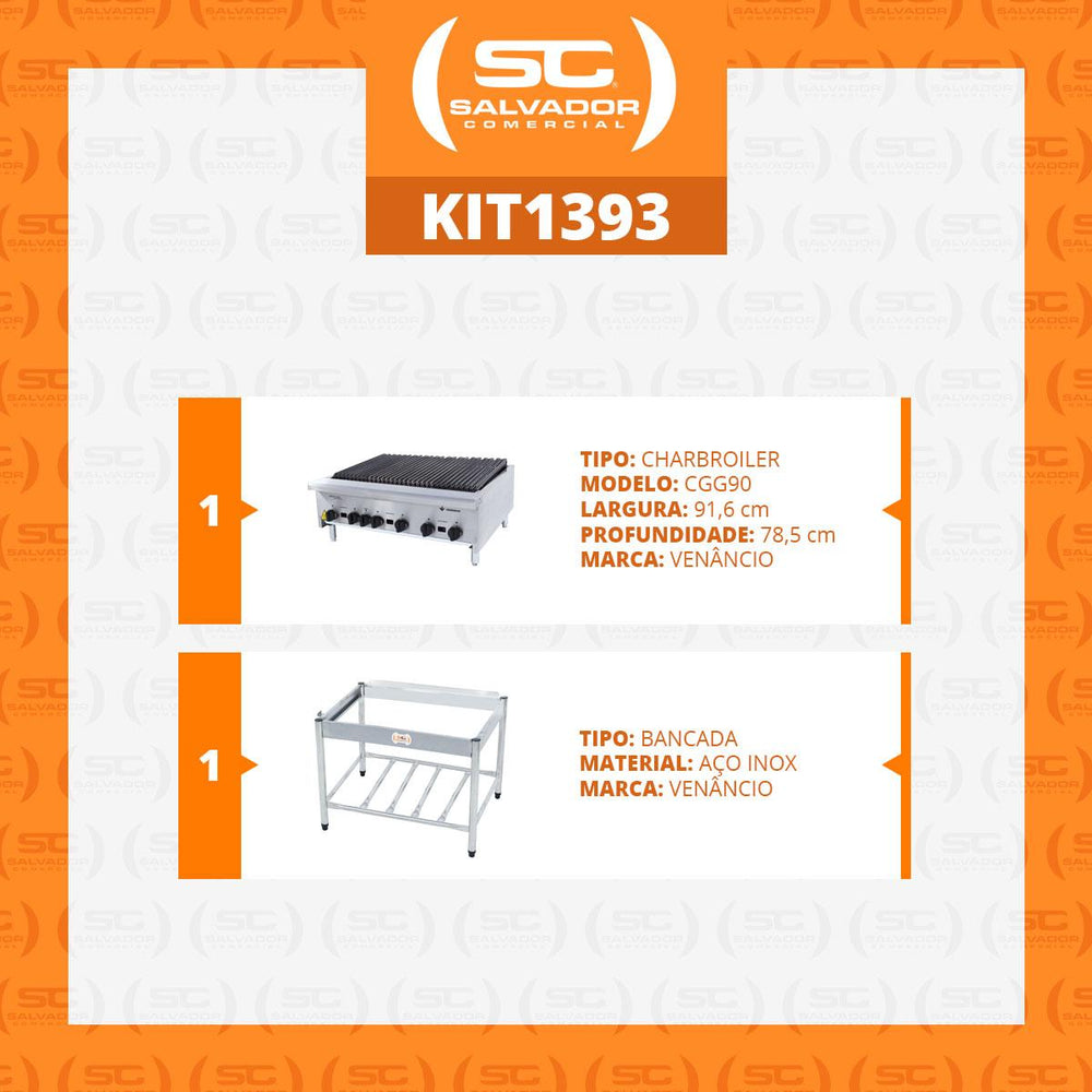 Char Broiler Americana Profissional Grill Churrasqueira 90cm Gás Inox Com Pé CGGP90 - Venâncio