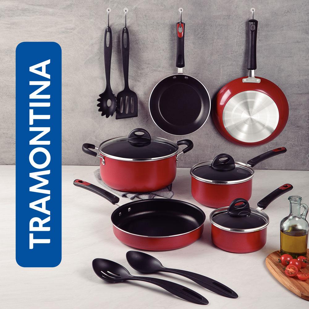 Kit Cozinha Everyday Em Alumínio Antiaderente Starflon Externo Siliconado Vermelho 10 Peças - Tramontina 27899205