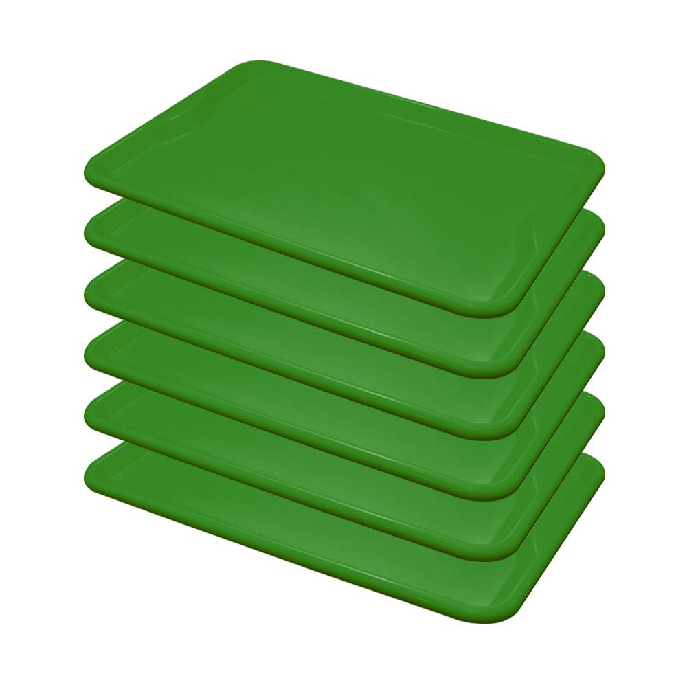 Conjunto 6 Bandejas Plásticas Self-Service Refeição 48x32,5x2 BR-100 Verde - Della Plast