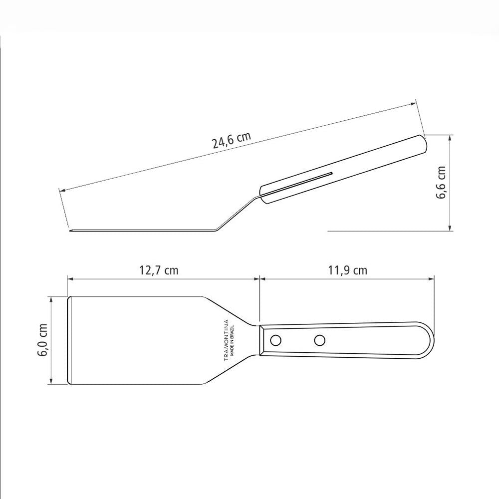 Espátula Fritura Para Chapa Lâmina Inox Cabo Madeira Polywood Vermelho 4" - Tramontina 21165174