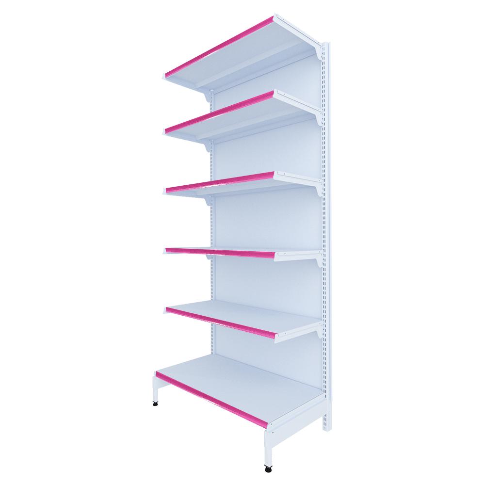 Gôndola Prateleira New Plus 2,00 Parede Inicial GPI - Sa Gôndolas Porta Etiquetas Rosa