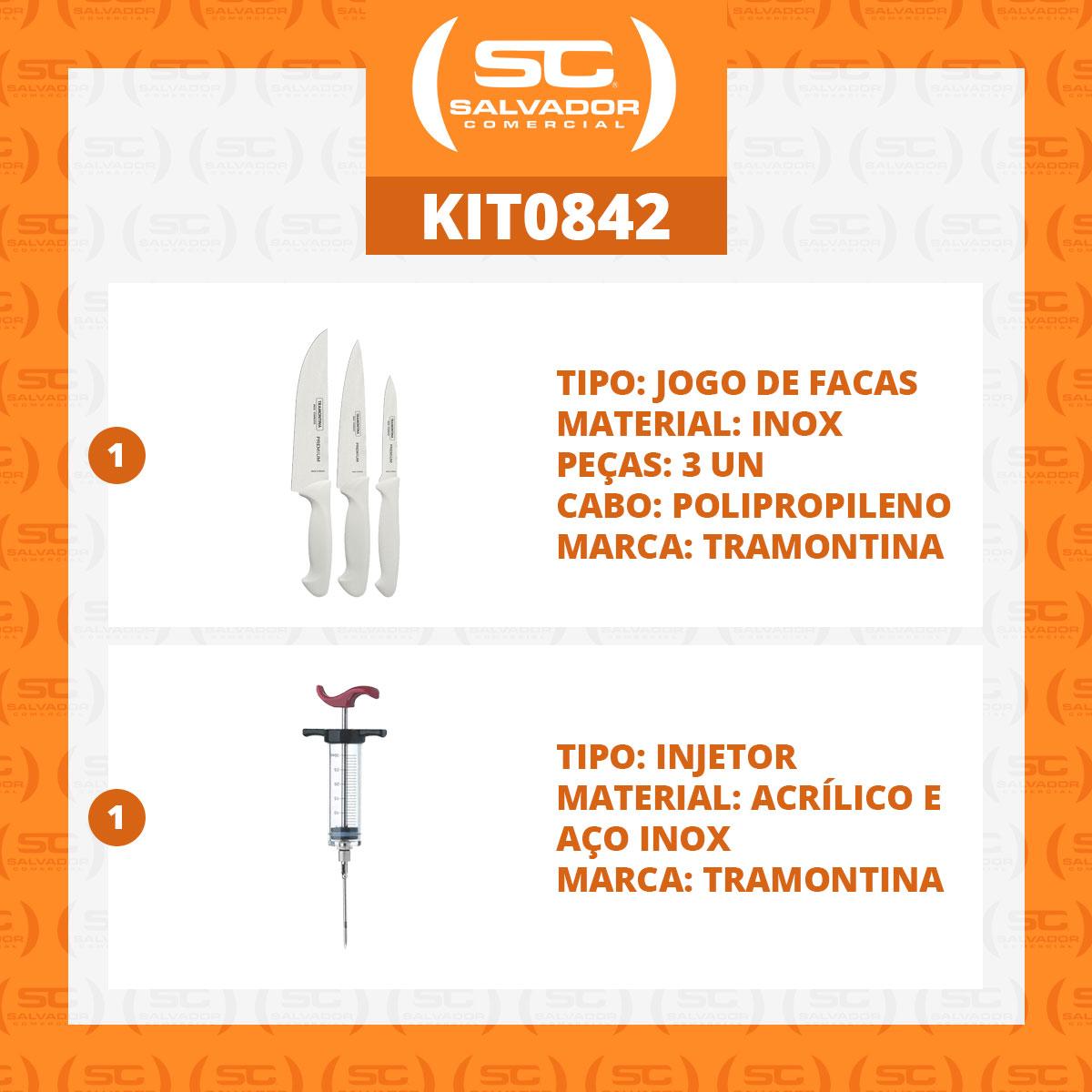 Kit - Faqueiro Premium 3 Peças + 1 Injetor de Temperos Para Churrasco - Tramontina