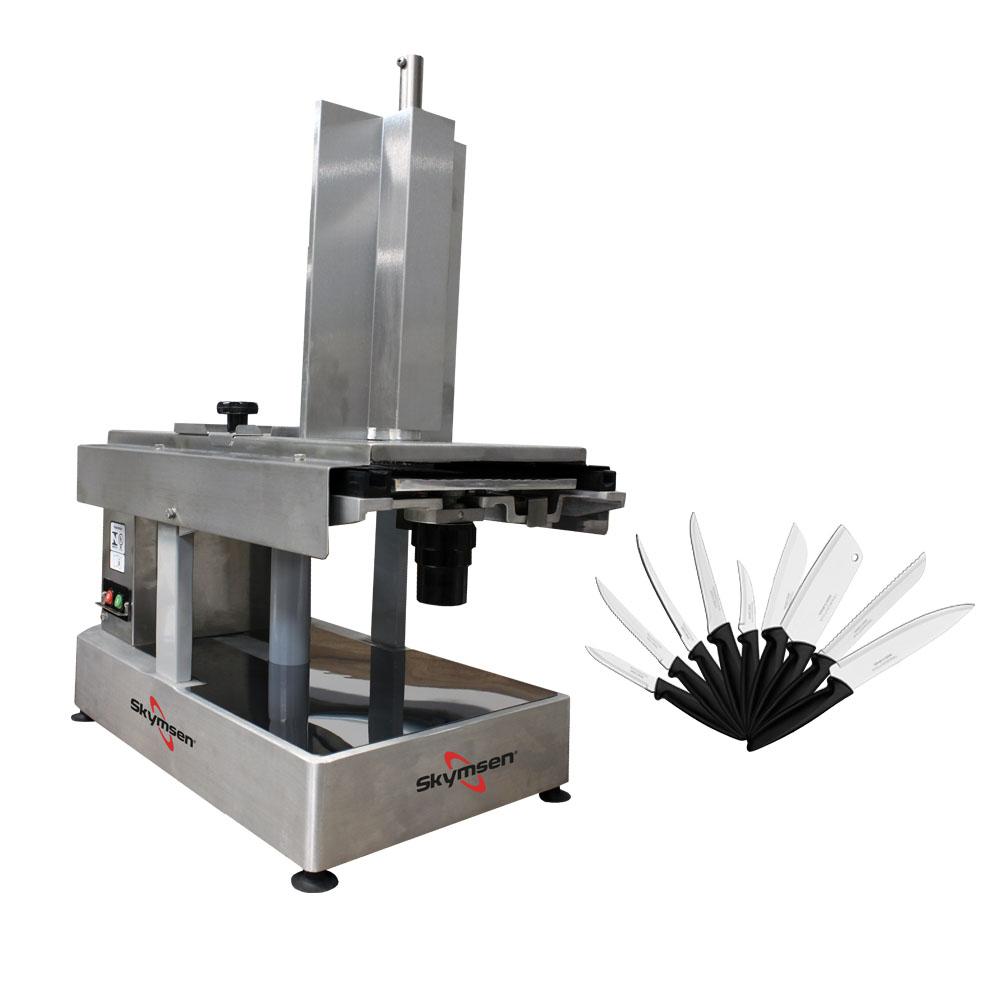 Cortador De Frios Automático 260mm Industrial Elétrico FFA 127V Skymsen + Jogo De Facas 9 Peças
