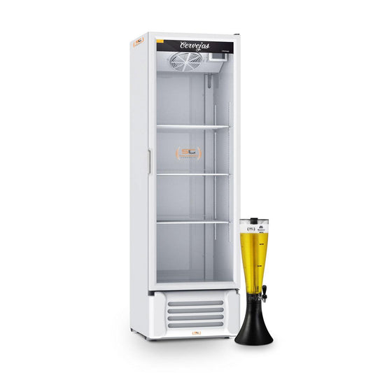 Cervejeira Expositora Porta de Vidro 400L VCC400V Branca 220V Refrimate Com Chopeira 3,5L