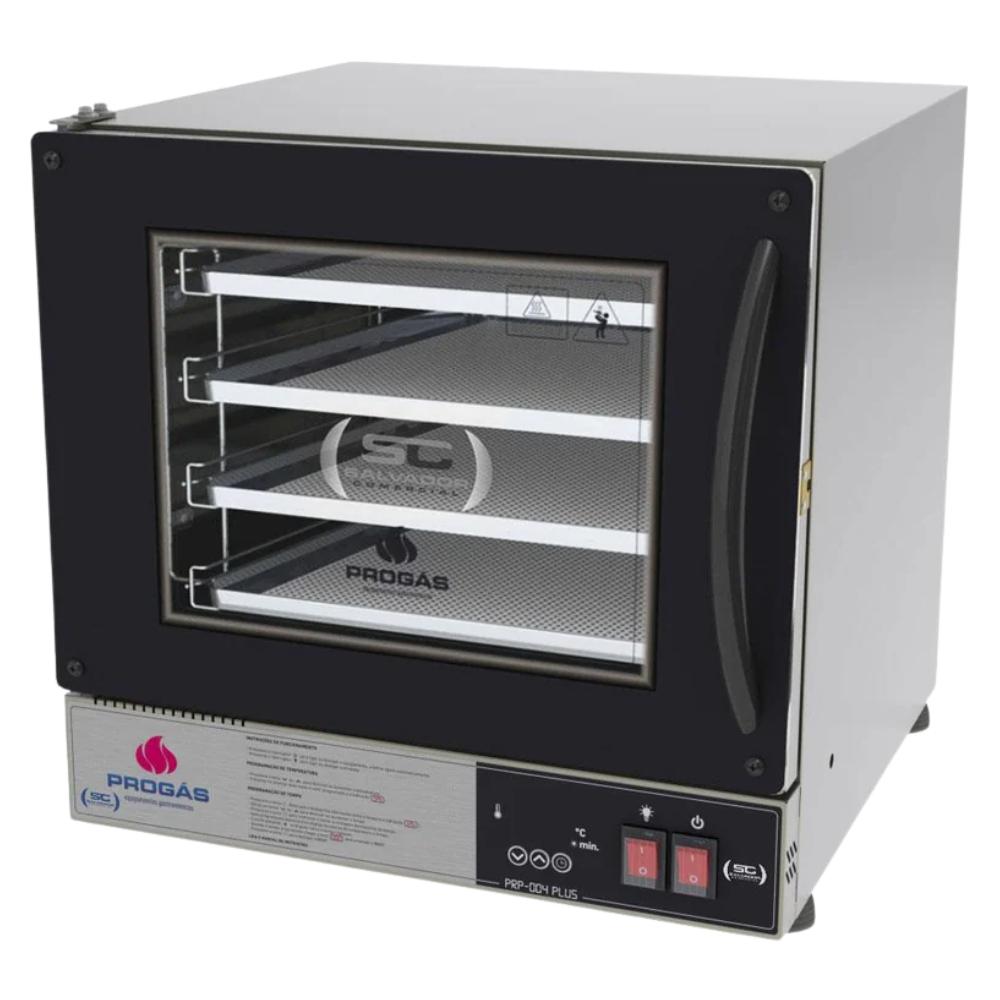 Kit Forno Turbo Elétrico Profissional Digital Prp-004 Plus 220v Preto + 4 Grades - Progás
