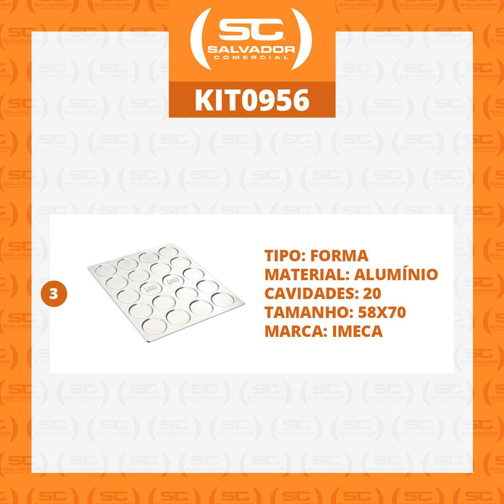 Kit 3 Assadeiras Pão de Hambúrguer 20 Cavidades Alumínio 58x70cm APH20 - Imeca