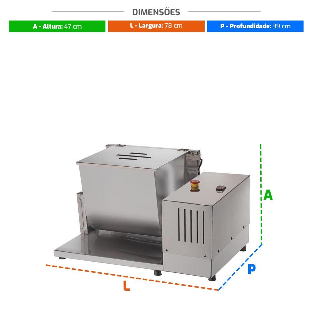 Misturador Inox 15 kg Bivolt com Motor Duplo para Mistura de Carnes - Malta 3101097