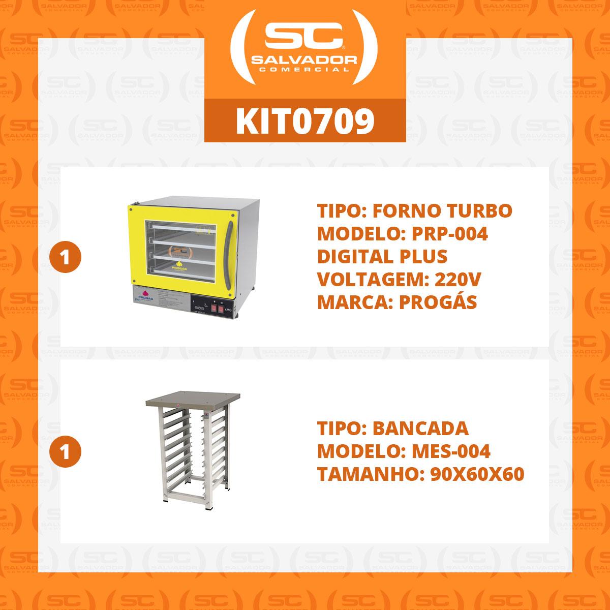 Kit - Forno Turbo Prp-004 Plus Digital 220v Amarelo + Bancada Mes-004 - Progás