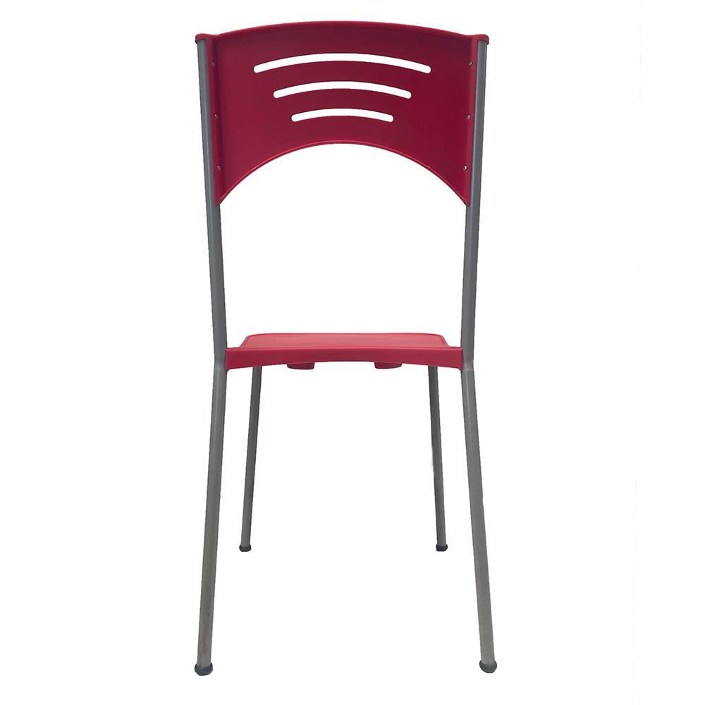 SEMINOVO - Conjunto com 8 Cadeiras de Metal Macerata Pés Retos Vermelha Acento em Plástico - Benfati