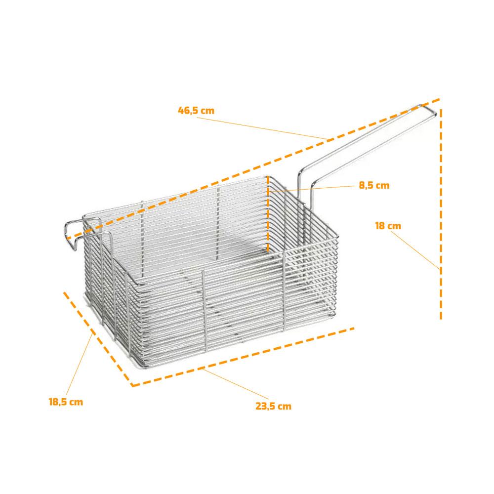 Cesto para Fritadeira Retangular 85×175×235 mm Galvanizado Multiuso SFG112 SFG212 SFE112 SFE212 - Venâncio