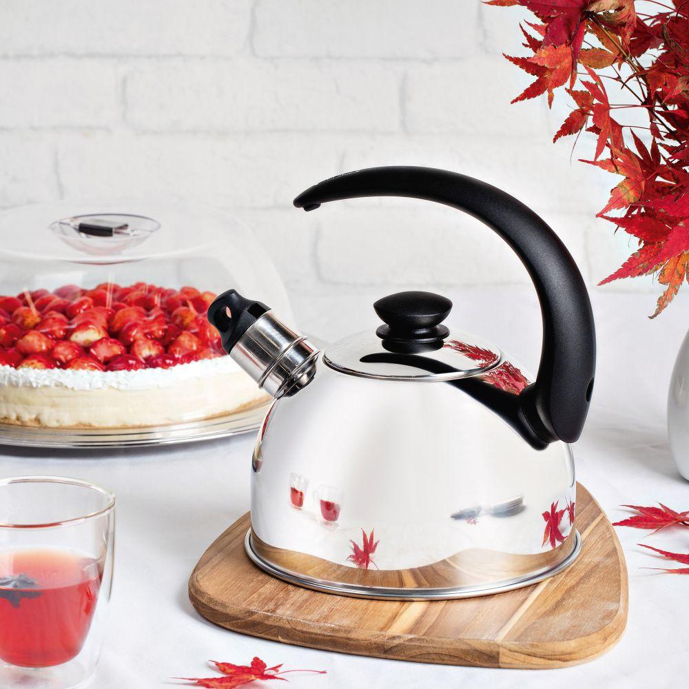 Chaleira em Aço Inox Com Apito  2,1l e Bule Garrafa Térmica 1l Vermelho Tramontina