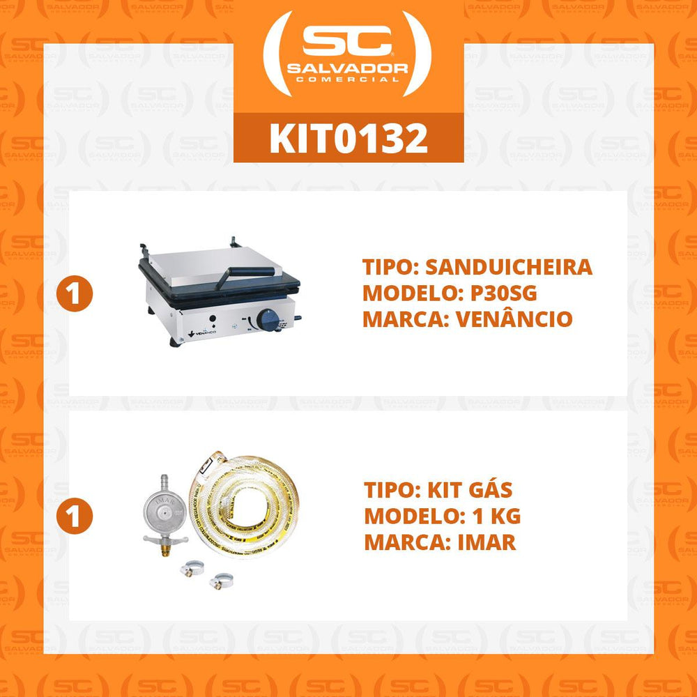 Kit Chapa Sanduicheira a Gás Prensa Profissional De Gaveta P30SG + Kit Gás - Venâncio