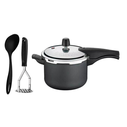 Jogo de Panela Pressão Antiaderente 4,5l Grafite Com Amassador Inox e Concha Tramontina\