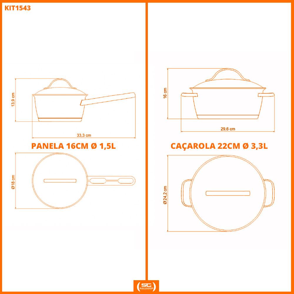 Conjunto de Panelas Allegra Inox 2 Peças Fundo Triplo 16 e 22 Cm - Tramontina