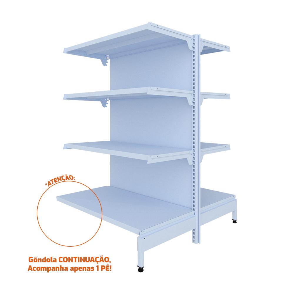 Gôndola Prateleira New Plus 1,40 Central Continuação GCC - Sa Gôndolas Porta Etiquetas CInza