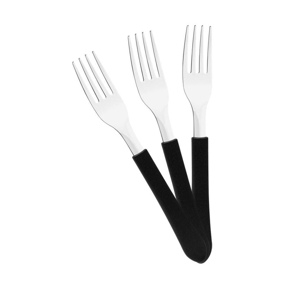 Kit 48 Garfos de Mesa Leme com Lâmina em Aço Inox Cabo Preto GPBAG - Tramontina