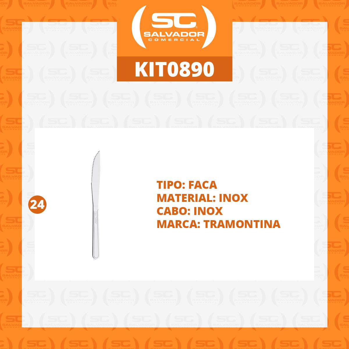 KIT - 24 Facas para Churrasco Buzios em Aço Inox 4 POL FIBAG - Tramontina