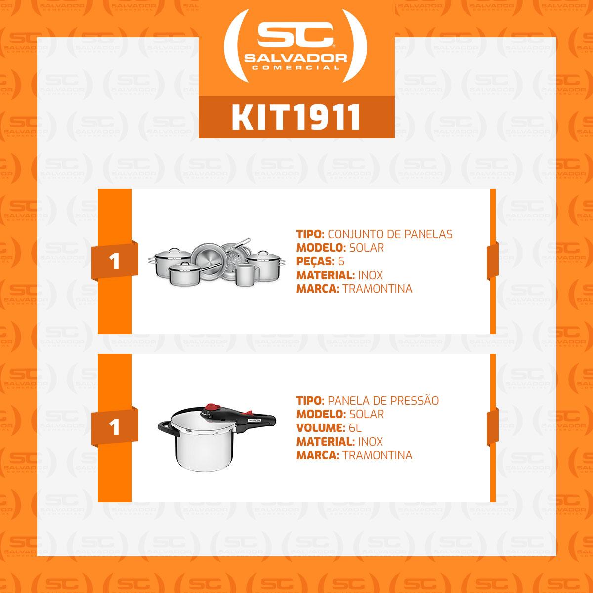 Conjunto De Panelas Solar Inox Fundo Triplo 6 Peças E Panela De Pressão 6L Solar - Tramontina