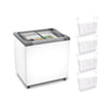 Kit - Freezer Horizontal Tampa de Vidro 144/185 Litros Nf20 - Metalfrio 127v + 4 Cestos Nextgen Branco