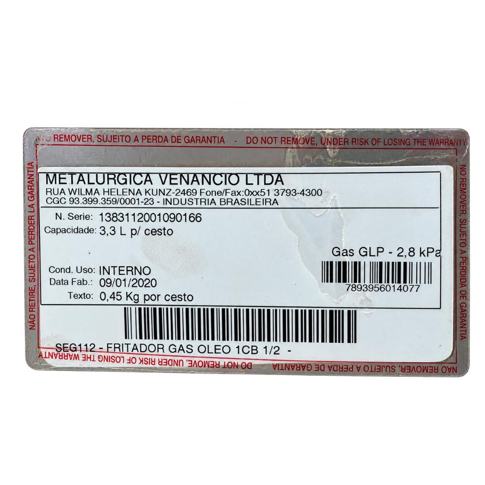 SEMINOVO - FRITADOR GAS OLEO 1CB 1/2 SFG112 - VENANCIO
