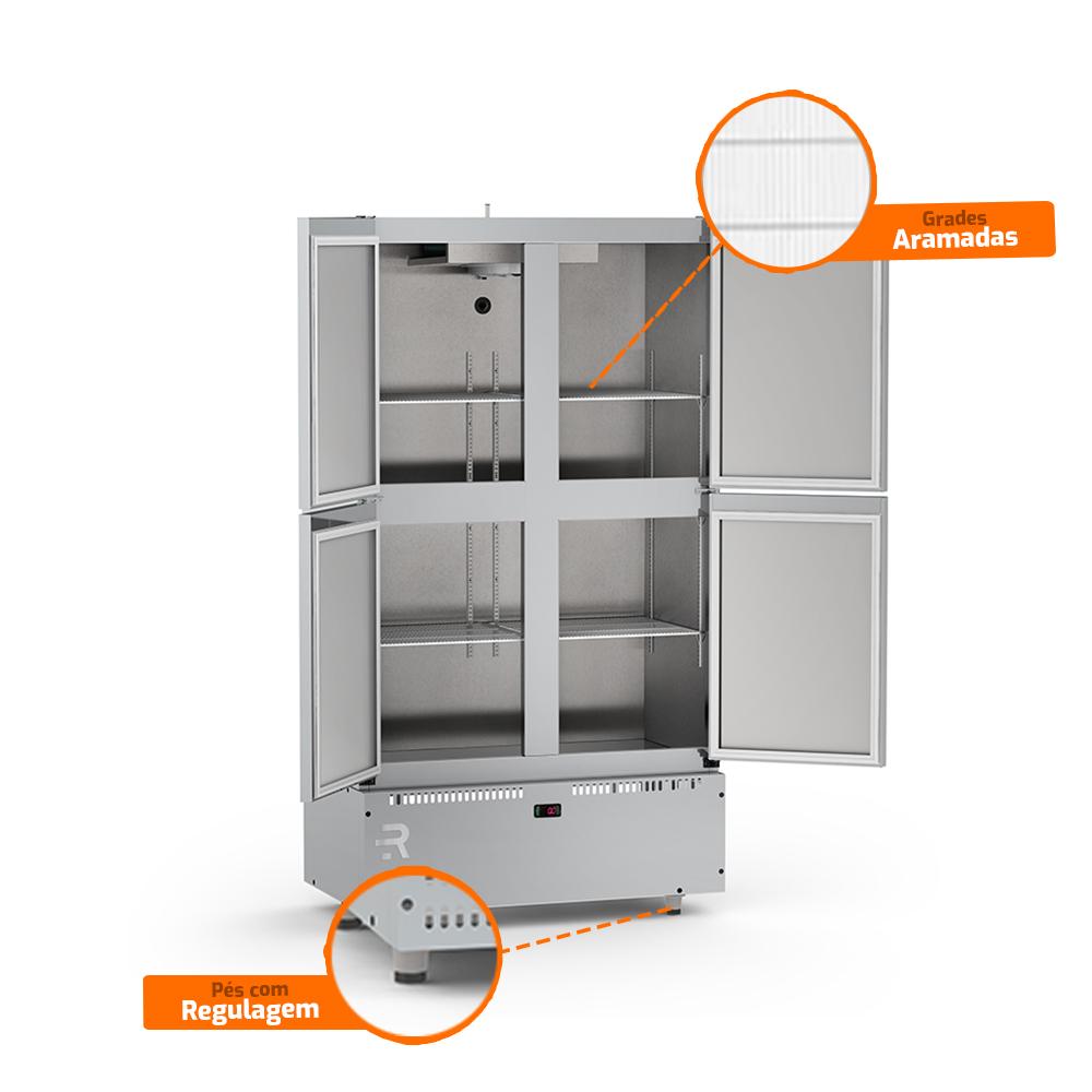 Mini Câmara Profissional Congelada 4 Portas -10°C a -18°C Ar Forçado 588L Inox MCCO4P MI 220V - Refrimate