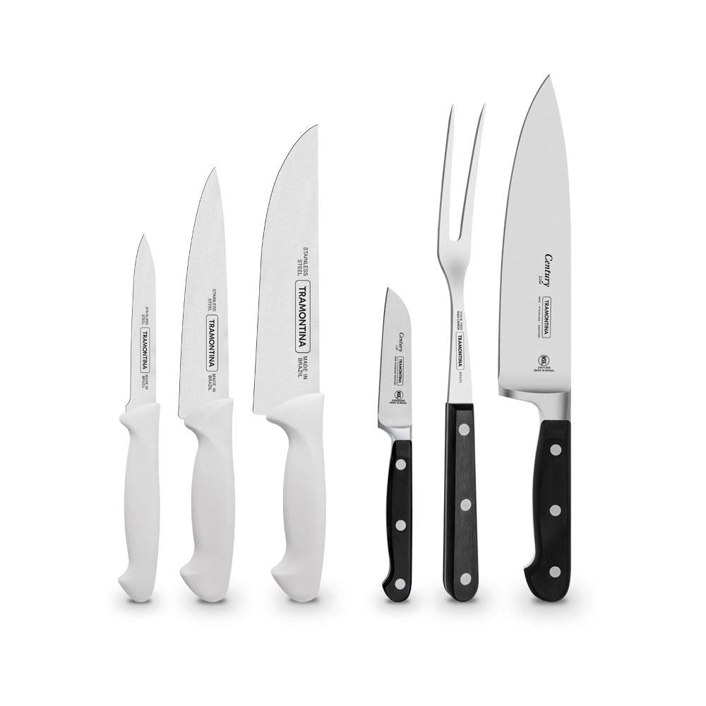Kit Faqueiro Premium 3 Peças + 1 Jogo de Faca Profissional Century 3 Peças - Tramontina