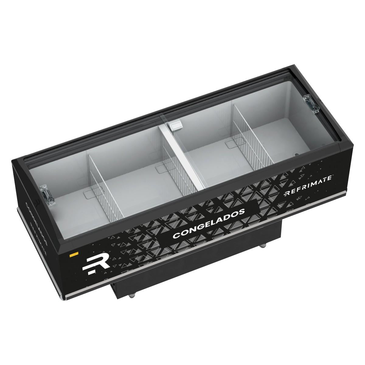 Expositor Ilha Vanguard Top de Congelados e Resfriados Vidro Semicurvo 2,00m Eivt 2000 - Refrimate 220v