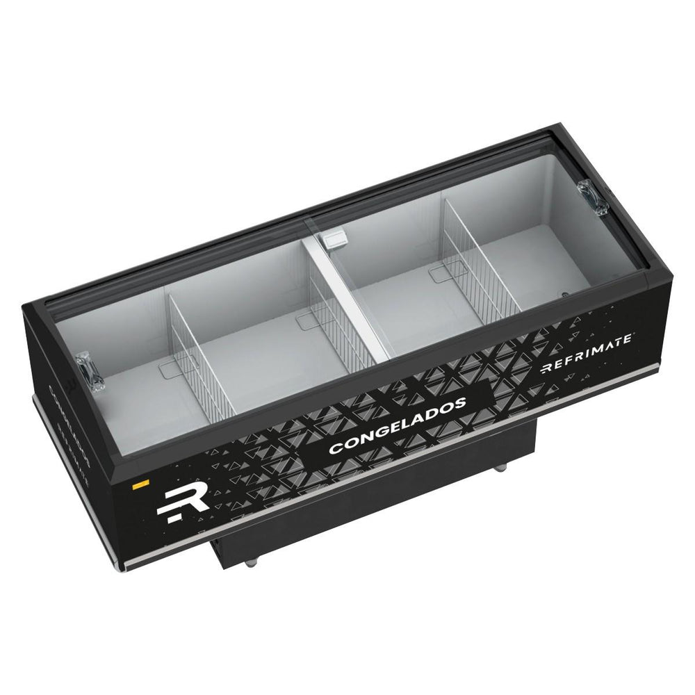 Expositor Ilha Vanguard Top de Congelados e Resfriados Vidro Semicurvo 2,00m Eivt 2000 - Refrimate 220v