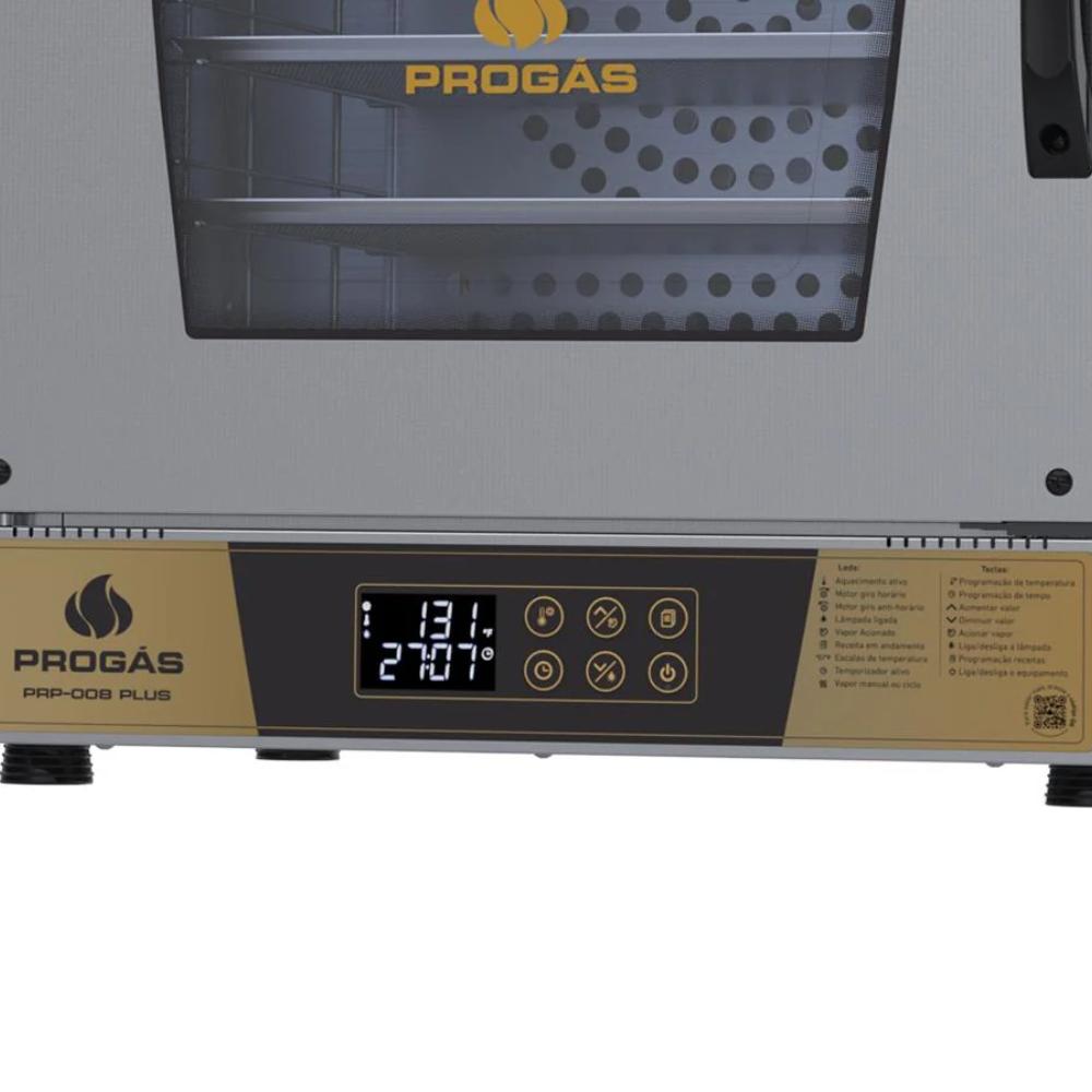 Kit Forno Turbo Elétrico Profissional Digital Prp-008 Plus 220v Dourado + 4 Grades - Progás