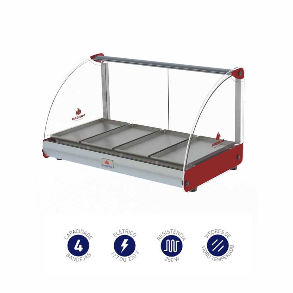 Estufa de Salgados Aquecida Curva  4 Bandejas 250W PRV-04E Vermelho 127V - Progás P38921