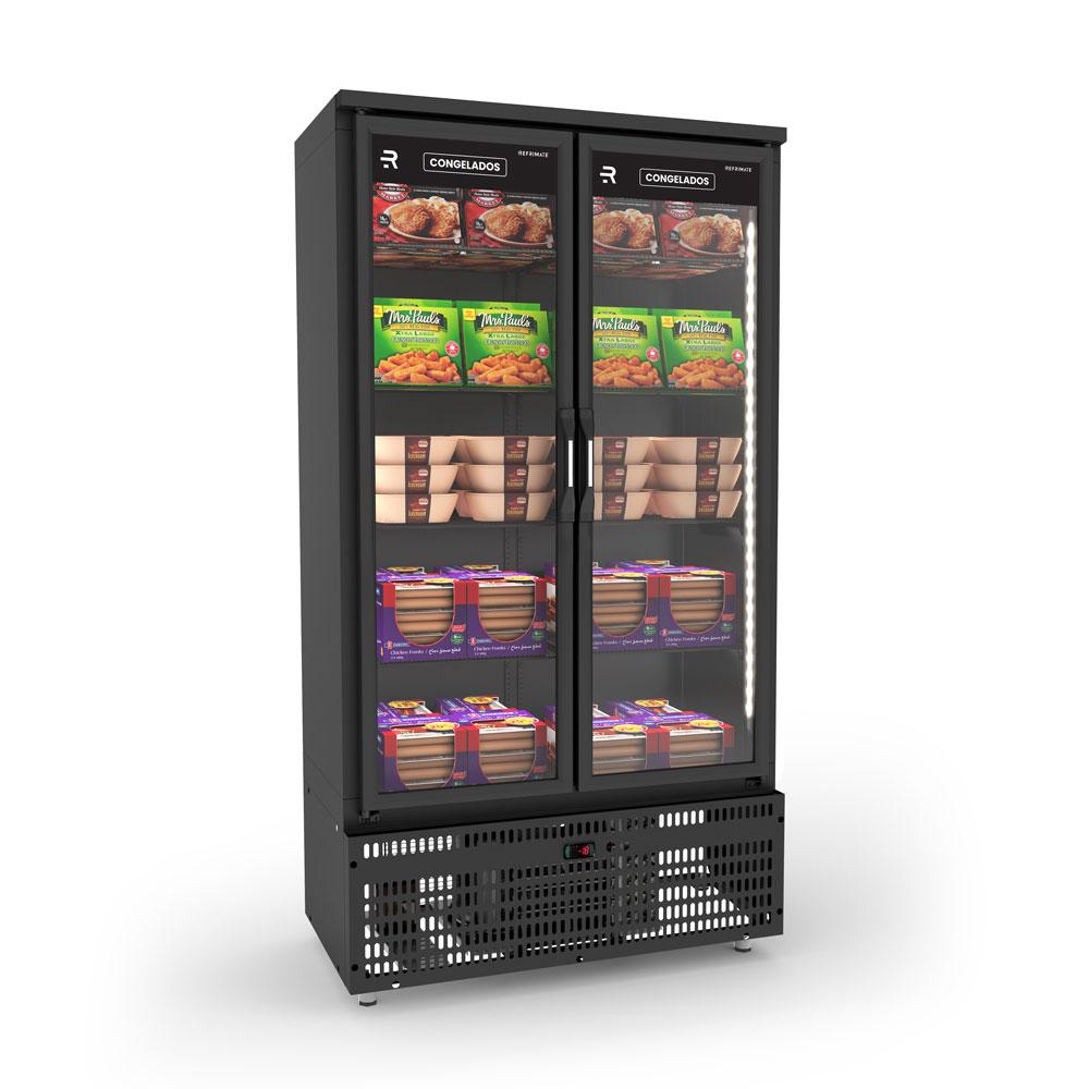 Autosserviço Expositor Vanguard Para Congelados 2 Portas Aquecidas Preto -18°C ASVCG2PPP 220V - Refrimate