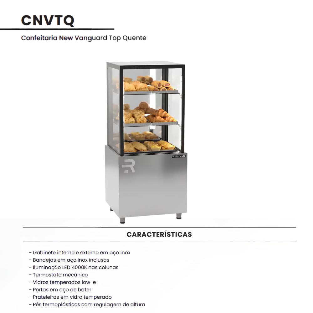 Vitrine Confeitaria Quente New Vanguard Top 55cm 60°C Inox CNVTQ550 220V - Refrimate 464875-7