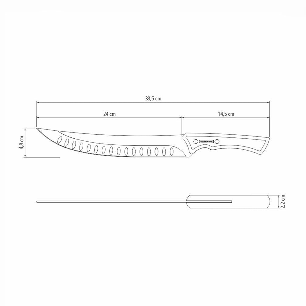 Faca Para Carne Churrasco Black Lâmina Inox Escurecido Cabo Madeira 10" - Tramontina 22841110