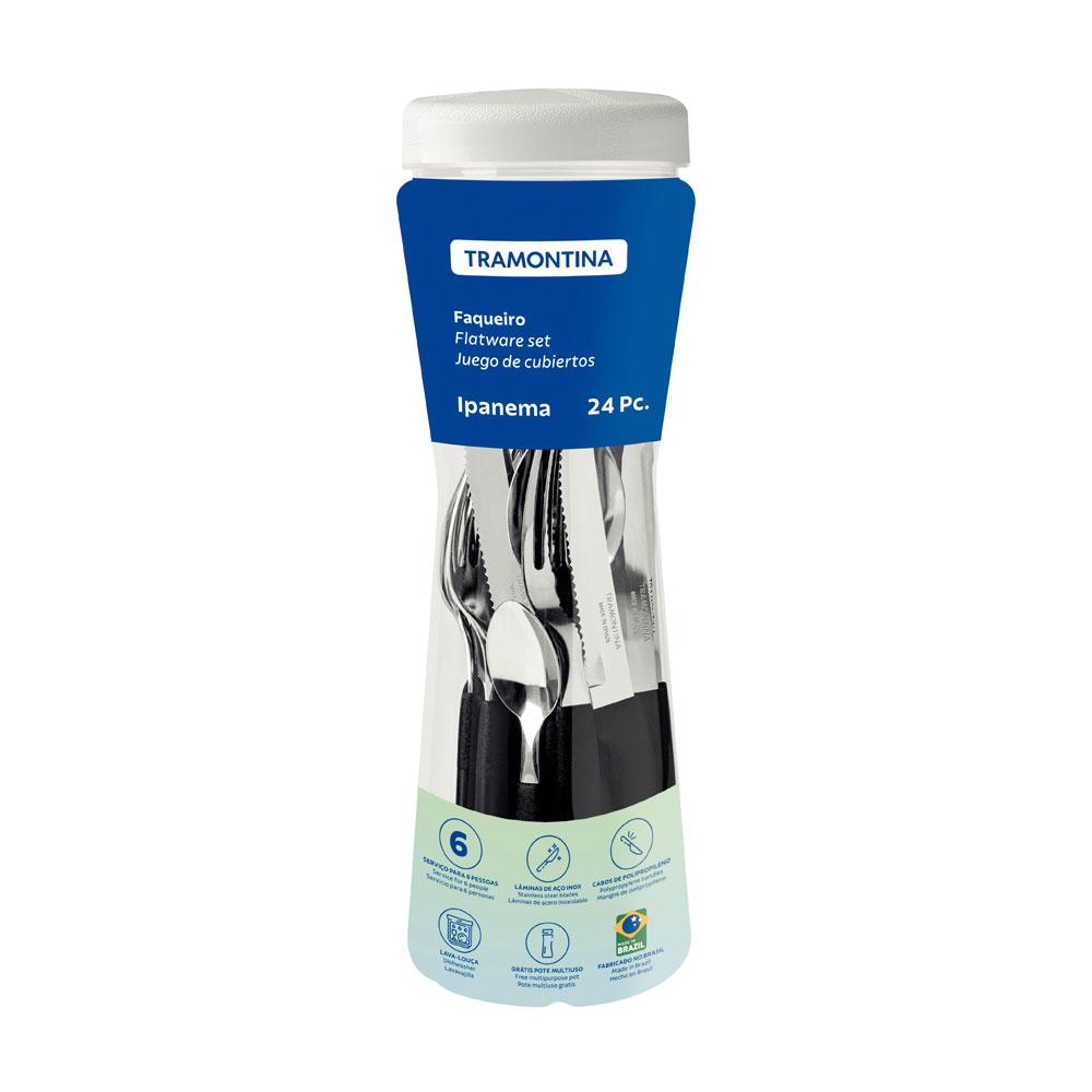 Conjunto Faqueiro 24 Peças Ipanema Lâmina Inox Cabo Preto - Tramontina 23399091