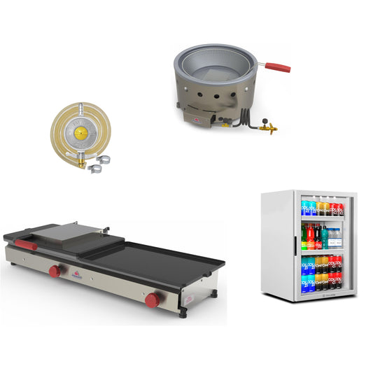 Kit Burger Gás - Prensa e Chapa Pr950g + Kit Gás + Fritadeira Pr70g + Refrigerador Vb11 - 220v