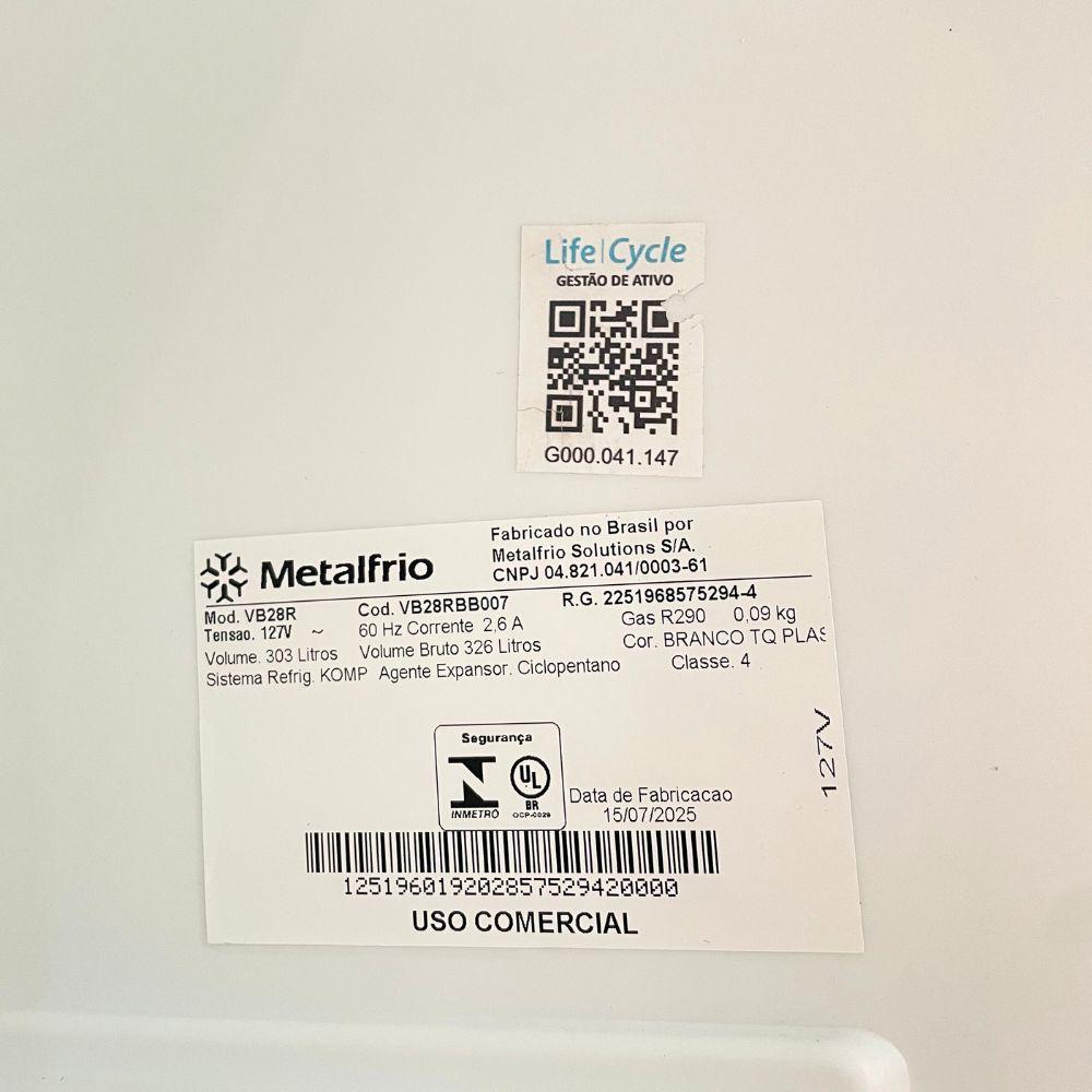 SEMINOVO - Visa Cooler Refrigerador Multiuso Expositor Vertical 296L VB28RB Metalfrio 127V