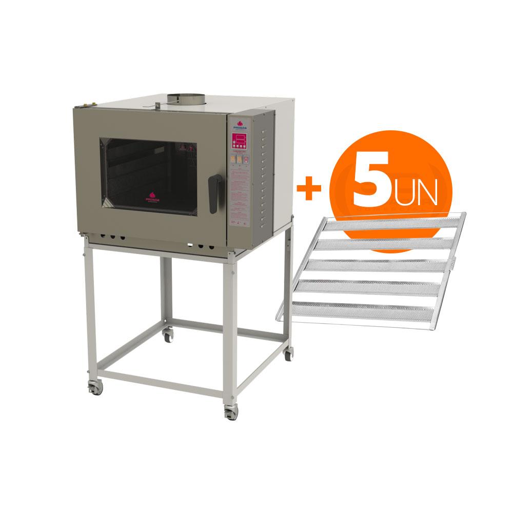 Kit Forno Turbo a Gás 5 Níveis PRP-5000 Bivolt + 5 Esteiras Alumínio 50g 58x70 - Progás