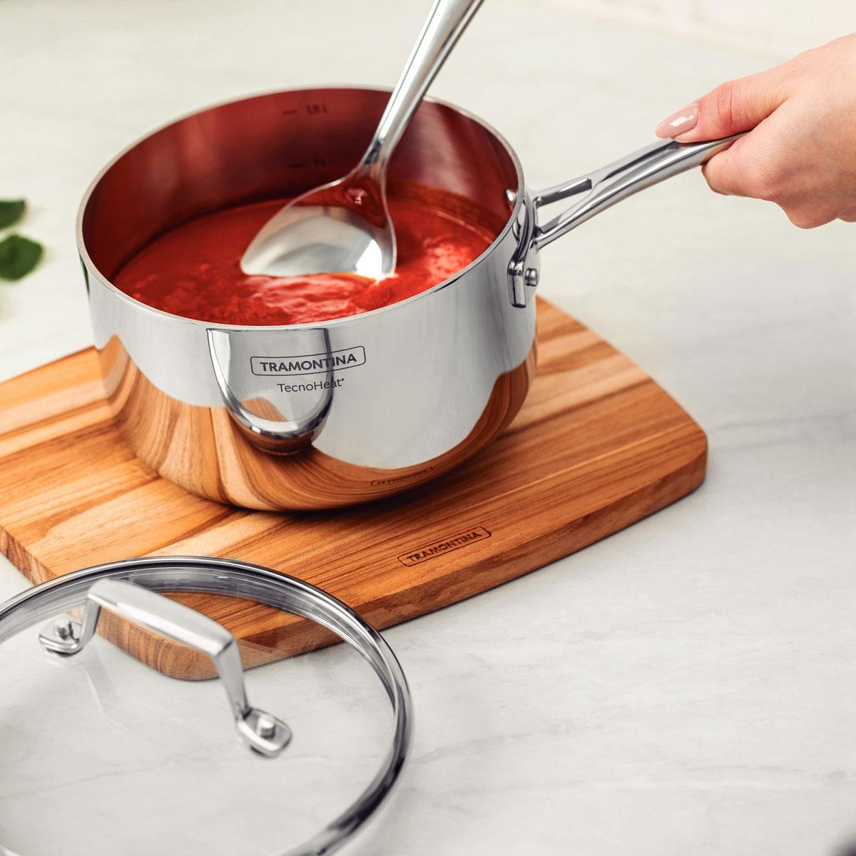 Jogo de Panelas Grano Glass em Aço Inox Corpo Triplo Tampa de Vidro 4 Peças - Tramontina 65140004