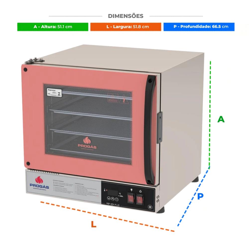 Kit Forno Turbo Elétrico Profissional Digital Prp-004 Plus 220v Rosa + 4 Grades - Progás