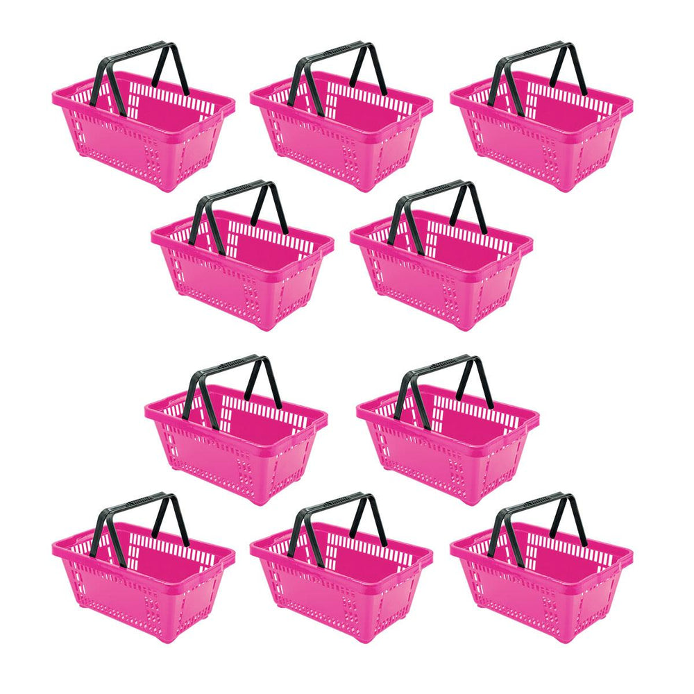 Kit 10 Cestos De Compras Plástica D100 Cód. 3400 Rosa - Della Plast