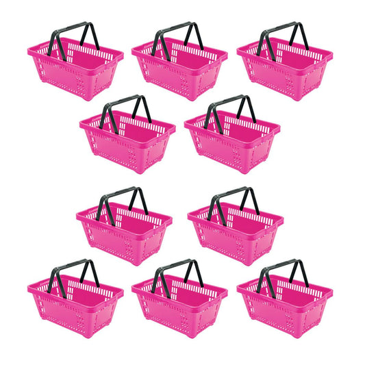 Kit - 10 Cestos Compras Plástica D100 Cód. 3400 Rosa - Della Plast