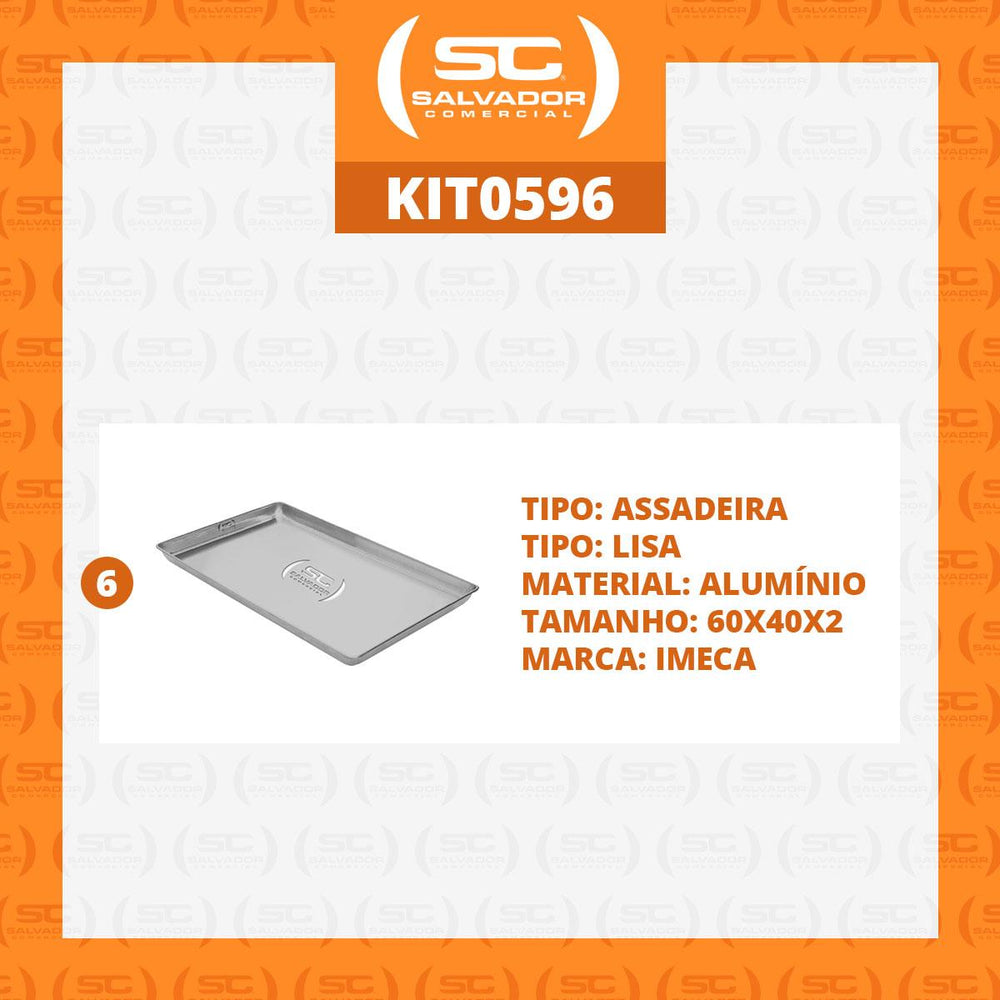Kit 6 Formas Assadeiras Lisa Estampada Alumínio Biscoito 60x40 - Imeca