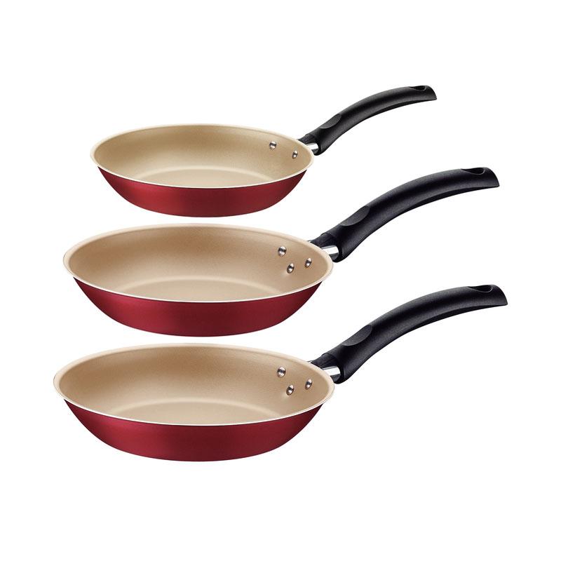 Jogo de Frigideiras Turim Em Alumínio Antiaderente Starflon Vermelho 3 Pcs - Tramontina