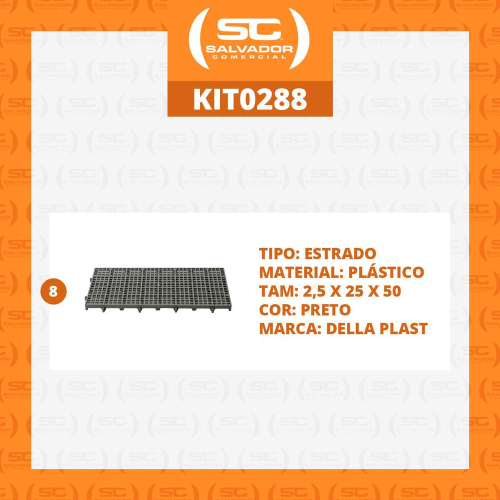 Conjunto Estrado Piso Plástico 8 Unidades 25x50 Preto -  Della Plast