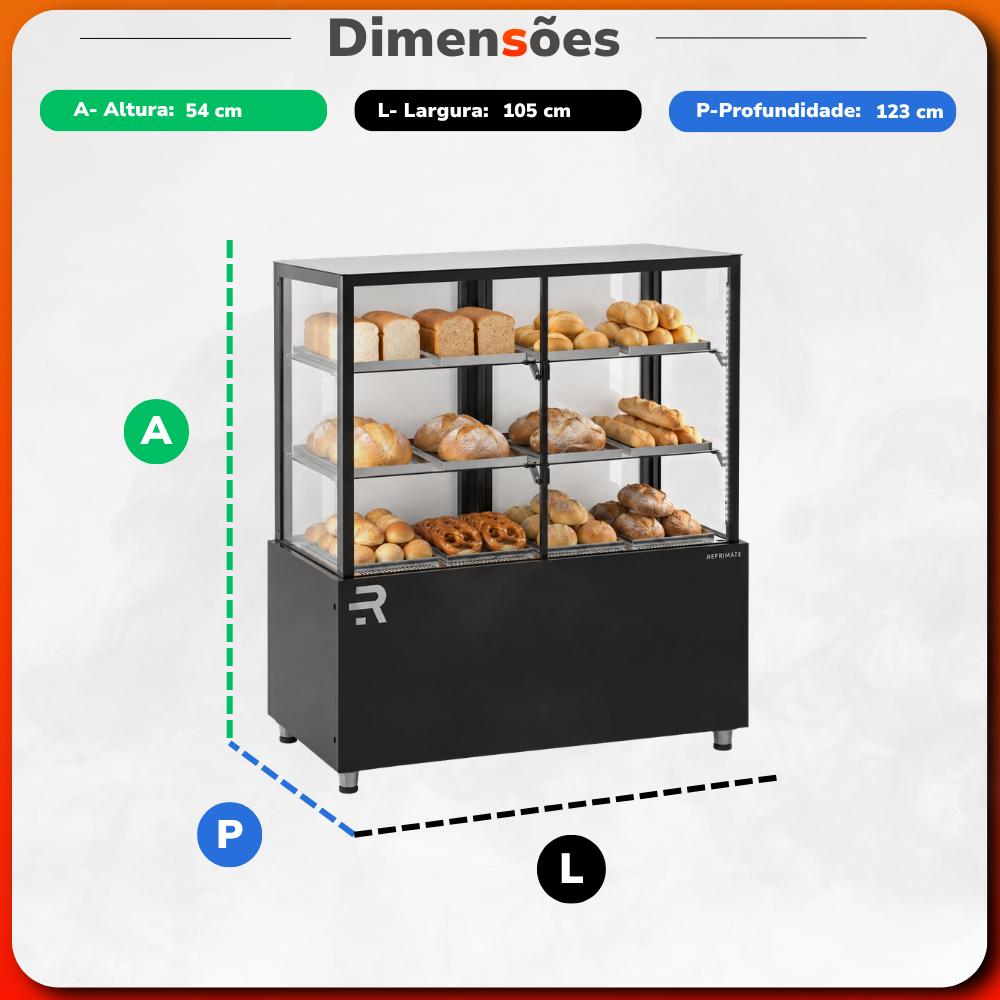 Dimensões da Confeitaria Refrimate CNVPS 1050 105 x 54 x 123 cm