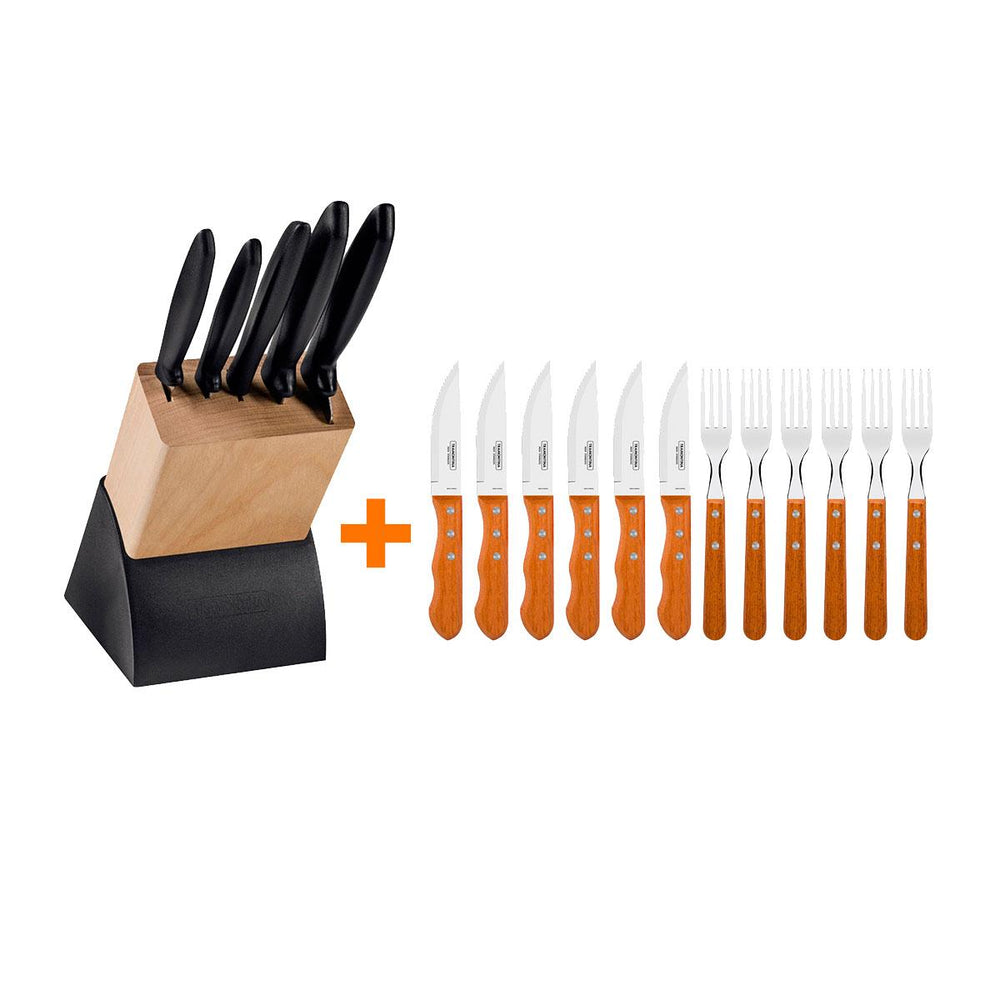 Kit Faqueiro Plenus 6 Peças + 1 Jogo de Churrasco 12 Peças Dynamic - Tramontina